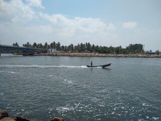 fishing boat in the Arabian sea, Muthalapozhi sea port, Thiruvananthapuram Kerala