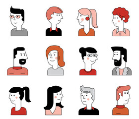Vector set of material cartoon avatars. Characters for web