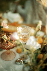 faceted glass on a beautiful table