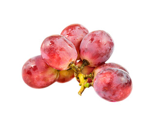 Pink grapes isolated on white background.