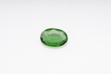 Natural green tourmaline on white background