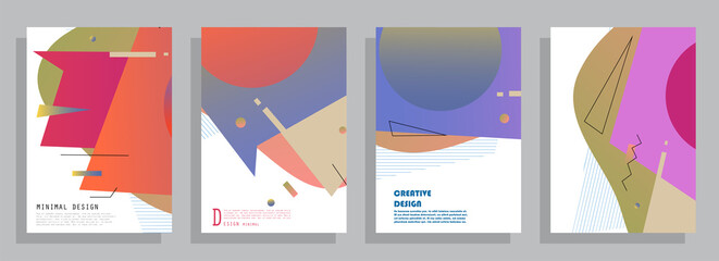 Abstract background creative cover set. Can be used for Collage page, greeting card, invitation, brochure brush strokes style, banner idea, book cover, booklet print, phone case print, Eps10 vector.