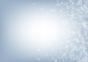 Silver Snow Vector Gray Background. Holiday Snowflake Banner. White Falling Illustration. Xmas Snowfall Card.