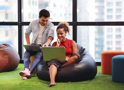 Business wokring space,Two colleage working together at working space