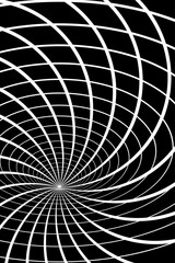 Abstract Black and White Pattern with Spiral. Contrasty Optical Psychedelic Illusion. Smooth Framed Lines. Raster. 3D Illustration
