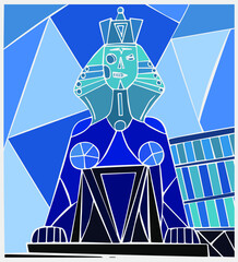 Monument to the Victims of Political Repression. Sphinxes of St. Petersburg. Sphinx with a half-face in the form of a skull and a female figure. Mosaic technique.