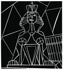 Monument to the Victims of Political Repression. Sphinxes of St. Petersburg. Sphinx with a half-face in the form of a skull and a female figure. Mosaic technique.