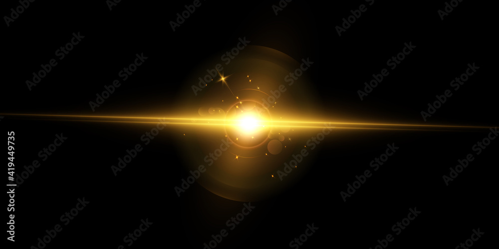 Poster bright light effect with rays and highlights for vector illustration.