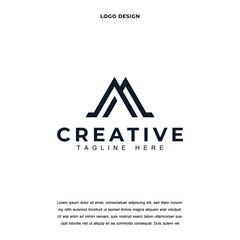 Creative Letter M icon logo design vector illustration. Alphabet letter M logo design color editable