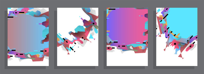 Abstract background creative cover set. Can be used for Collage page, greeting card, invitation, brochure brush strokes style, banner idea, book cover, booklet print, phone case print, Eps10 vector.