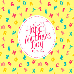 Happy Mother's day card vector template, cartoon lettering