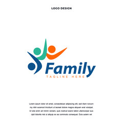 Creative people family icon logo design vector illustration. abstract community people care logo design color editable