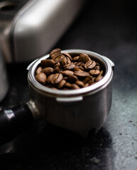 coffee beans and cup