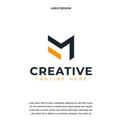Creative Letter FM icon logo design vector illustration. Alphabet letter MF logo design color editable