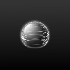Bubble shield or energy field sphere, realistic vector illustration isolated.