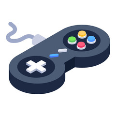 
Gamepad isometric editable icon, gaming device 

