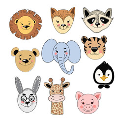 Vector cartoon sketch illustration cute doodle animals. Trendy design in sketch style t-shirt print, cards, poster.