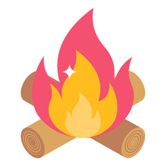 
Campfire icon in isometric design.

