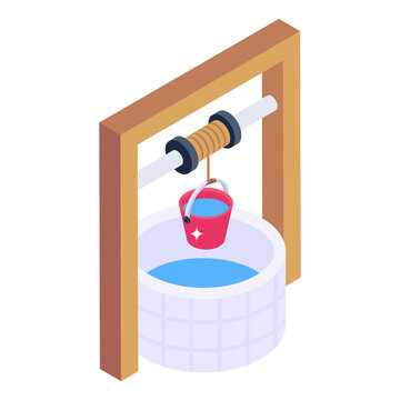 
Water Well Icon Design Isometric Vector 

