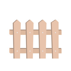 Wooden fence part isolated on white background, cartoon vector illustration