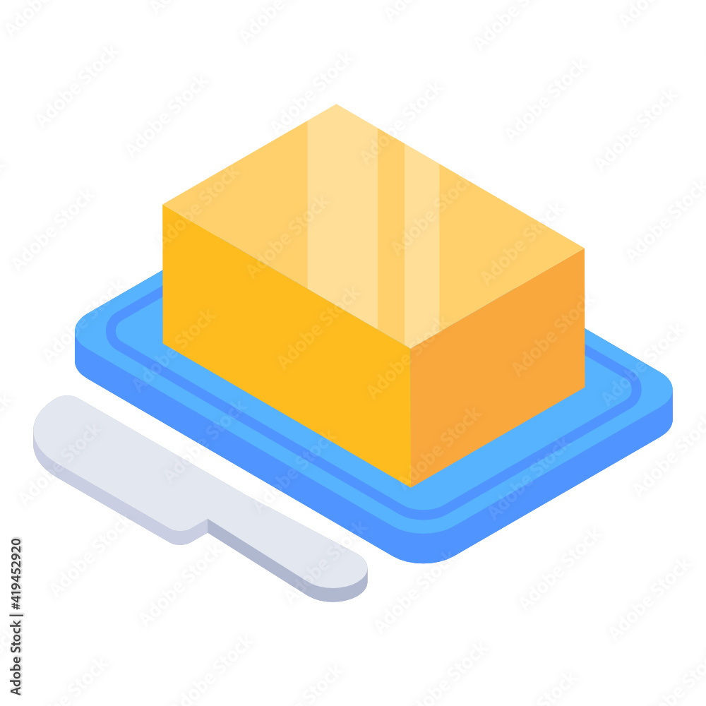 Poster cheese slice vector in modern isometric style