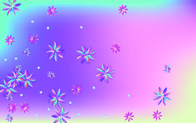 Blue and Pink Hibiscus Fluid Blue Background. Color Inflorescence Card. Tropical Light Pattern. Holographic Flower Luxury Texture.