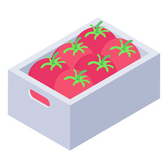 
Isometric design of tomato crate icon

