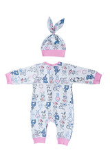 Children's knitted overalls with a hat for a toddler isolated on a white background