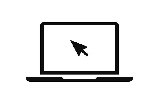 Click in laptop vector icon illustration