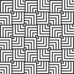 Abstract lines mosaic pattern. Modern stylish texture. Repeating geometric tiles with striped elements. Monochrome trellis. Vector background.