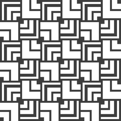 Abstract lines mosaic pattern. Modern stylish texture. Repeating geometric tiles with striped elements. Monochrome trellis. Vector background.