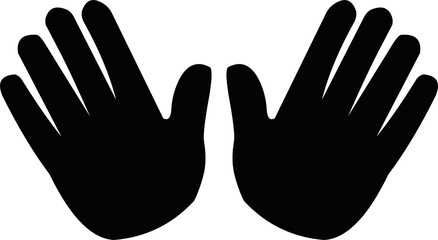 Vector illustration of the silhouettes of a hands, indicating here I am