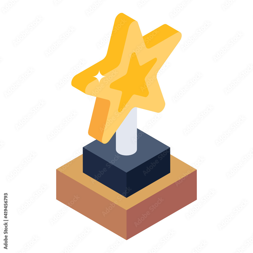 Sticker an icon of star award in modern isometric style