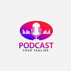 modern minimalistic podcast logo. Vector flat illustration