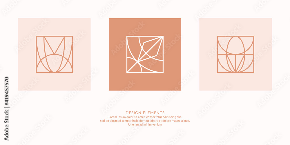 Poster a set of geometric emblems. abstract compositions. vector elements.