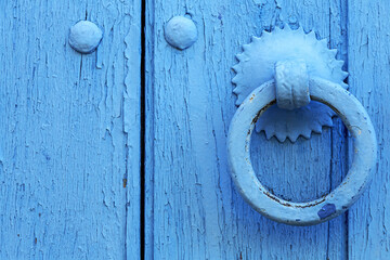 Details of arabic architecture in the old medina of Tangier.Morocco.Windows, doors, houses and streets