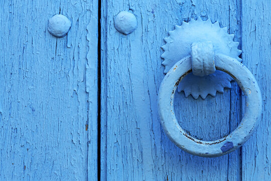 Details of arabic architecture in the old medina of Tangier.Morocco.Windows, doors, houses and streets