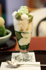 Ice cream with green tea Japanese desert