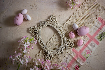 easter eggs in a wooden box