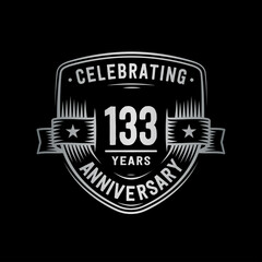 133 years anniversary celebration shield design template. Vector and illustration
