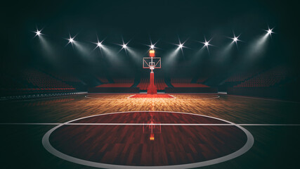 Lamas personalizadas con tu foto Interior view of an illuminated basketball stadium for a game