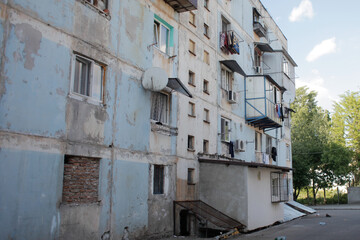 Fototapeta na wymiar Worn out blocks of flats in a poor neighborhood in Bucharest.