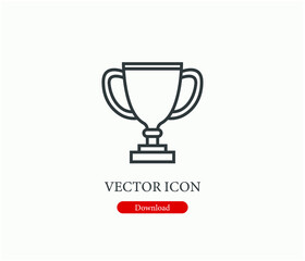 Trophy vector icon.  Editable stroke. Linear style sign for use on web design and mobile apps, logo. Symbol illustration. Pixel vector graphics - Vector