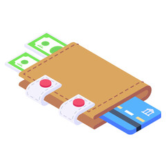 
Wallet isometric style icon, editable vector 

