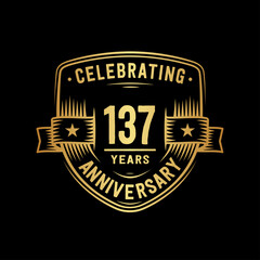 Fototapeta premium 137 years anniversary celebration shield design template. Vector and illustration 