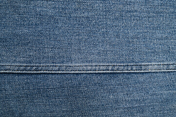 Stitching on jeans, close up