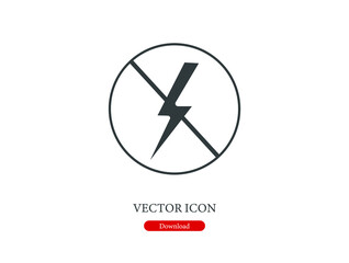 No electricity vector icon.  Editable stroke. Linear style sign for use on web design and mobile apps, logo. Symbol illustration. Pixel vector graphics - Vector
