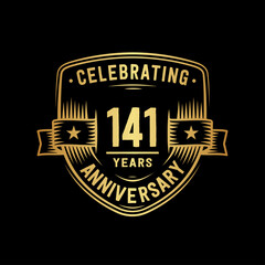 141 years anniversary celebration shield design template. Vector and illustration
