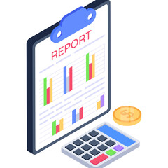 
Business report isometric icon, editable vector 

