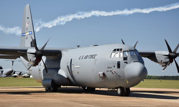 A U.S. Air Force C-130 Hercules cargo plane
